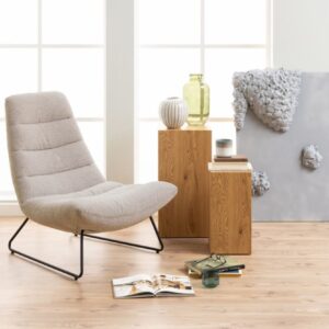 wohnli-moebel-suche-M24040847-1 Beiger Lounge-Sessel aus Bouclé-Stoff 93x97x83cm Stoff Beige Mathi Design Sofas und Sessel Sessel, Poufs und Fußbänke Sessel