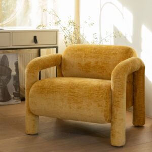 Design-Sessel aus Samt in Goldocker 82x65x76cm Samt Gold WOOOD Sofas und Sessel Sessel, Poufs und Fußbänke Sessel
