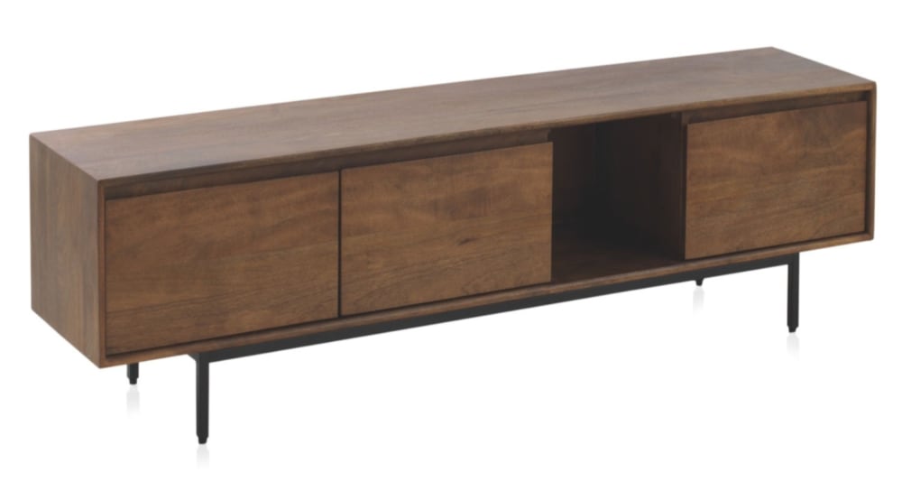 wohnli-moebel-suche-M24043357 Wohnli Möbelsuche - TV-Schrank mit 3 Türen aus massivem Mangoholz und Metallgestell