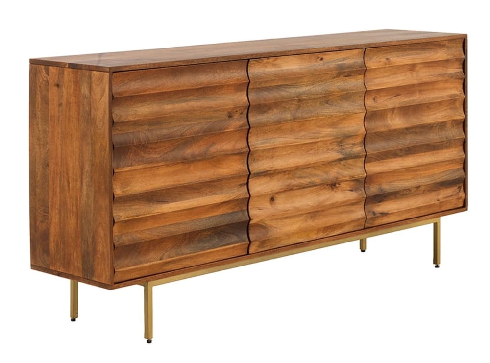 wohnli-moebel-suche-M24043389 Wohnli Möbelsuche - Sideboard 3 Türen aus massivem Mangoholz und goldfarbenen Metallbeinen
