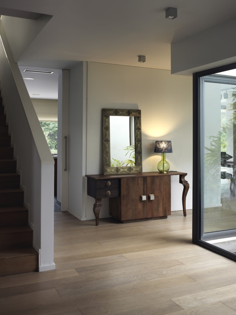 Asymmetrisches Sideboard mit 2 Türen aus massivem Akazienholz 45x75x165cm Holz Braun GEESE HOME Möbel Esszimmermöbel Sideboards, Highboards & niedrige Anrichten