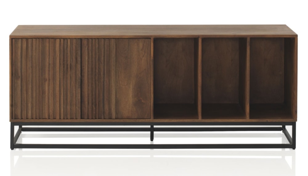 Lowboard aus massivem Mangoholz und Metallgestell 40x60x170cm Holz Braun GEESE HOME Möbel Esszimmermöbel Sideboards, Highboards & niedrige Anrichten