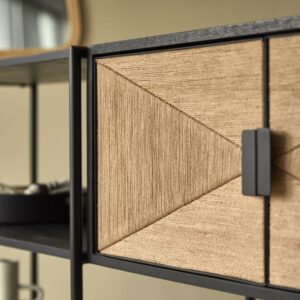 wohnli-moebel-suche-M24044063-1 Bücherregal aus massivem Mangoholz und Metall 160x130x40cm Holz Schwarz Tikamoon Möbel Wohnzimmermöbel Bücherregale