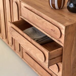 wohnli-moebel-suche-M24044069-1 Buffet aus massivem Akazienholz 200 cm 202x88x45cm Holz Beige Tikamoon Möbel Esszimmermöbel Sideboards, Highboards & niedrige Anrichten