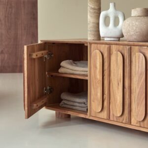 TV-Schrank aus massivem Akazienholz 145 cm 146x51x40cm Holz Beige Tikamoon Möbel Wohnzimmermöbel TV-Möbel