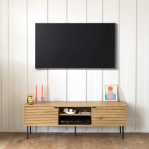 TV-Möbel im skandinavischen Stil mit 2 Türen 150x50x40cm Spanplatte Braun Happy Garden Möbel Wohnzimmermöbel TV-Möbel