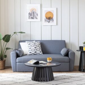 wohnli-moebel-suche-M24045085-1 Couchtisch rund skandinavischer Stil 80cm schwarz 80x35x80cm Spanplatte Schwarz Happy Garden Möbel Wohnzimmermöbel Couchtische