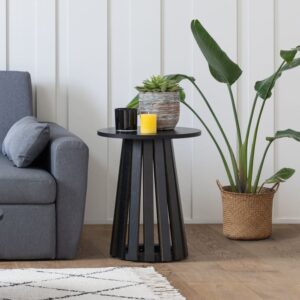 Beistelltisch rund skandinavischer Stil 45cm schwarz 45x55x45cm Spanplatte Schwarz Happy Garden Möbel Wohnzimmermöbel Couchtische