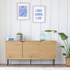 Anrichte aus Holz 3 Türen 150cm 150x74x40cm Spanplatte Braun Happy Garden Möbel Esszimmermöbel Sideboards, Highboards & niedrige Anrichten