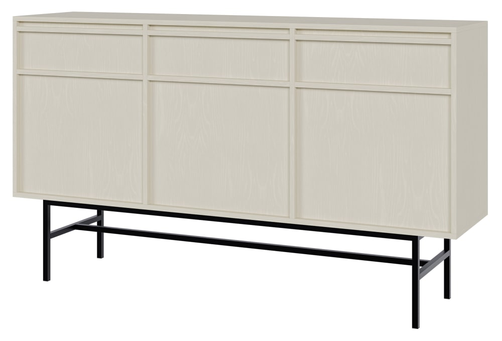 Wohnli Möbelsuche - Sideboard mit 3 Schubladen beige mit Metallgestell