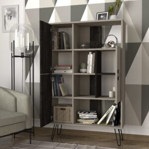 Bücherregal mit 10 Regalfächern in Grau 31x144x90cm Spanplatte Grau moebel17 Möbel Wohnzimmermöbel Bücherregale