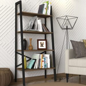 Bücherregal mit 4 Regalfächern in Braun 33x138x64cm Spanplatte Braun moebel17 Möbel Wohnzimmermöbel Bücherregale