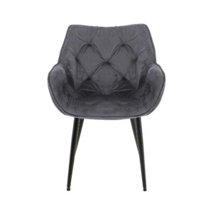 Esszimmerstuhl mit Armlehnen aus Samt dunkelgrau 62x83x58cm Samt Grau CLP Möbel Esszimmermöbel Stühle