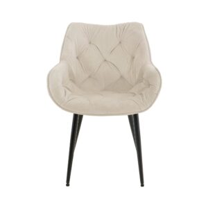 Esszimmerstuhl mit Armlehnen aus Samt creme 62x83x58cm Samt Beige CLP Möbel Esszimmermöbel Stühle