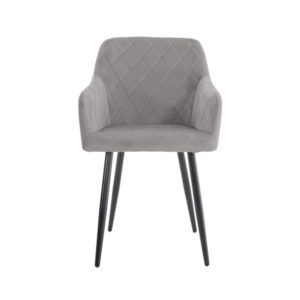 Esszimmerstuhl mit Armlehnen Metallgestell aus Samt grau 44x84x47cm Samt Grau CLP Möbel Esszimmermöbel Stühle