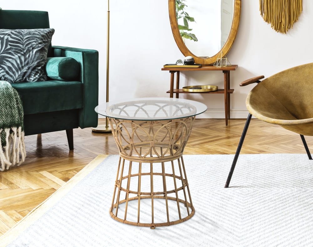 Couchtisch aus Metall und Glas braun Ø cm 50x50 50x50x50cm Metall Braun Mauro Ferretti Möbel Wohnzimmermöbel Beistelltische