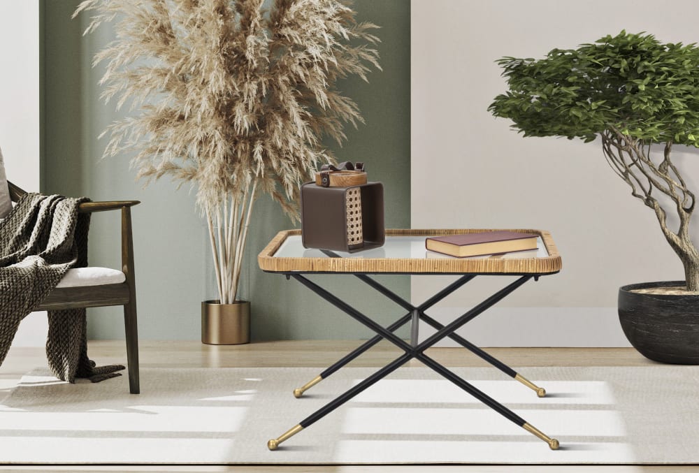 Holz schwarz und braun Glas cm 70x50x45