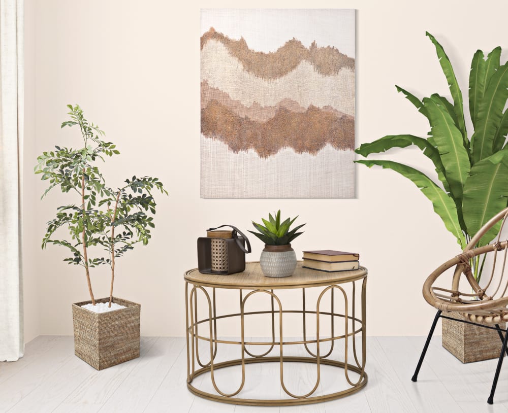 Runder Couchtisch aus Eisen und braunem Holz Ø 80x50 cm 80x50x80cm Metall Braun Mauro Ferretti Möbel Wohnzimmermöbel Beistelltische