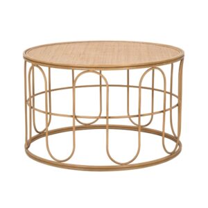 wohnli-moebel-suche-M24051302 Wohnli Möbelsuche - Runder Couchtisch aus Eisen und braunem Holz Ø 80x50 cm