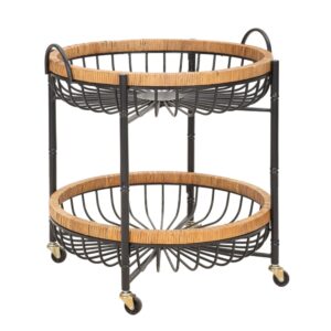 wohnli-moebel-suche-M24051364 Wohnli Möbelsuche - Doppelwagen aus Eisen und Holz schwarz und braun cm 57x55