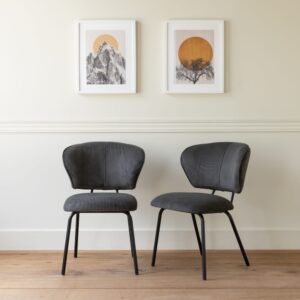 2er Set dunkelgrauen Cord-Stühlen 62x80x53cm Samt Grau Happy Garden Möbel Esszimmermöbel Stühle