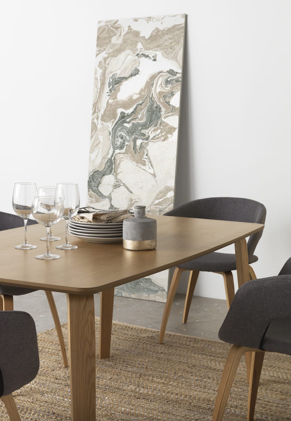 Tisch mit Platte aus Eichensperrholz 90x75x150cm Spanplatte Braun GEESE HOME Möbel Esszimmermöbel Esstische