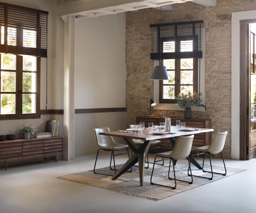 Tisch aus massivem Akazienholz 200 x 100 cm 100x76x200cm Holz Braun GEESE HOME Möbel Esszimmermöbel Esstische