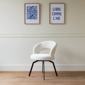 Chenille-Stuhl beige 59x79x59cm Polyester Beige Happy Garden Möbel Esszimmermöbel Stühle