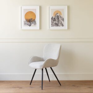 Grauer Chenille-Stuhl 59x84x56cm Stoff Beige Happy Garden Möbel Esszimmermöbel Stühle