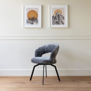 Chenille-Stuhl grau 59x79x59cm Polyester Grau Happy Garden Möbel Esszimmermöbel Stühle