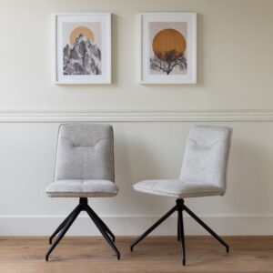 2er Set Stühlen aus beigem Stoff 60x85x48cm Stoff Beige Happy Garden Möbel Esszimmermöbel Stühle