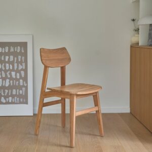 Stuhl aus massivem Teakholz 45x85x55cm Holz Beige BERAH GETAH Möbel Esszimmermöbel Stühle