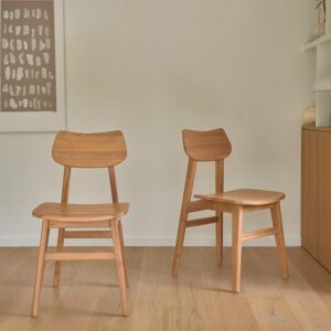wohnli-moebel-suche-M24058509-1 Set aus 2 massiven Teakholzstühlen 45x85x55cm Holz Beige BERAH GETAH Möbel Esszimmermöbel Stühle