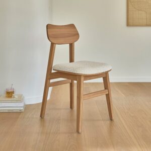 Stuhl aus massivem Teakholz mit Bocksitz SERENE 45x85x56cm Holz Beige BERAH GETAH Möbel Esszimmermöbel Stühle