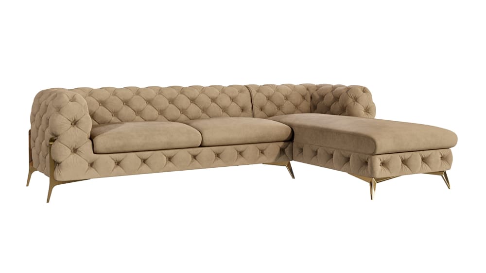 wohnli-moebel-suche-M24058680 Wohnli Möbelsuche - Ecksofa mit Ottomane Chesterfield aus Samt