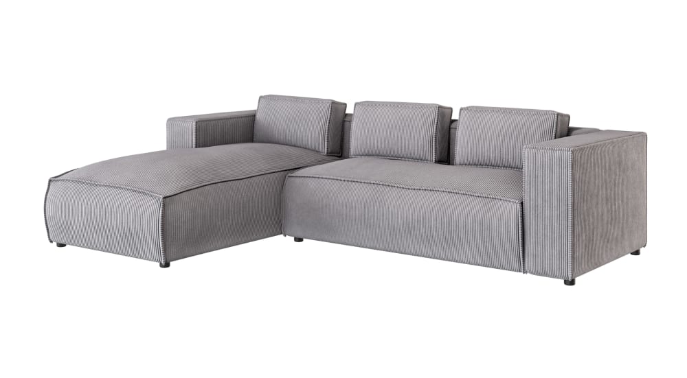 wohnli-moebel-suche-M24058687 Wohnli Möbelsuche - Modernes Ecksofa aus Hellgrau Cord-Bezug