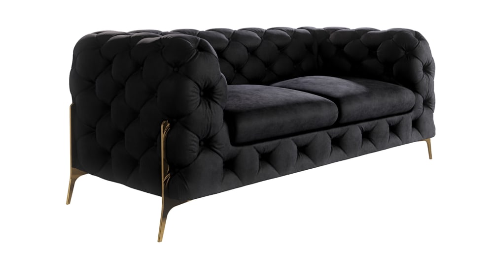 wohnli-moebel-suche-M24058809 Wohnli Möbelsuche - 2-Sitzer Chesterfield Sofa aus Samt mit Metall-Füßen