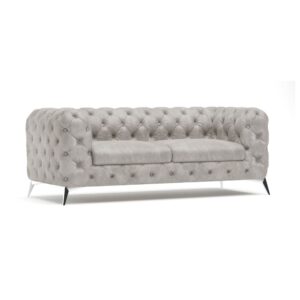 Wohnli Möbelsuche - 3-Sitzer Chesterfield Sofa aus Samt-Bezug mit Silber Füßen