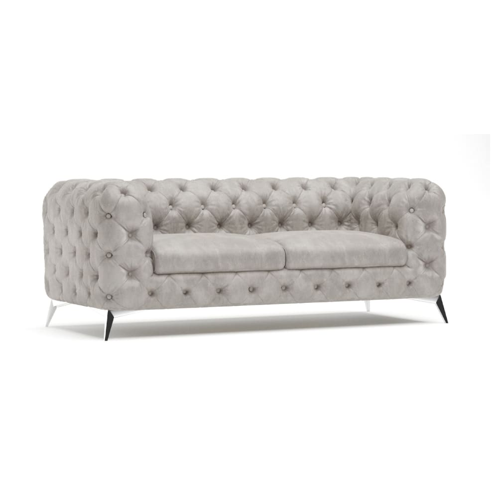 wohnli-moebel-suche-M24058836 Wohnli Möbelsuche - 3-Sitzer Chesterfield Sofa aus Samt-Bezug mit Silber Füßen