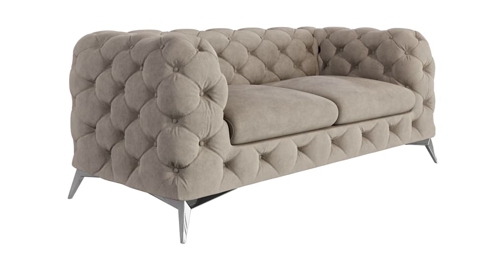 wohnli-moebel-suche-M24058841 Wohnli Möbelsuche - 2-Sitzer Chesterfield Sofa aus Samt mit Metall-Füßen