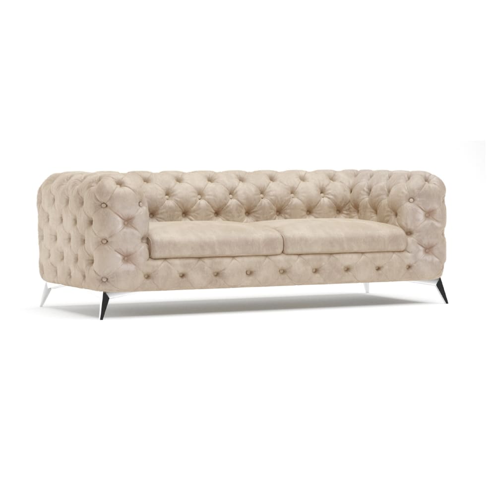 wohnli-moebel-suche-M24058843 Wohnli Möbelsuche - 3-Sitzer Chesterfield Sofa aus Samt-Bezug mit Silber Füßen