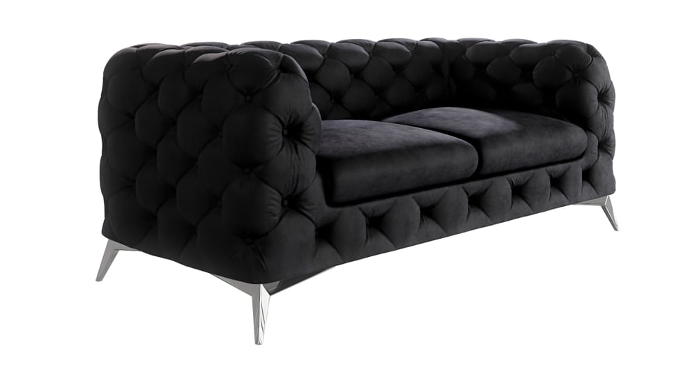 wohnli-moebel-suche-M24058862 Wohnli Möbelsuche - 2-Sitzer Chesterfield Sofa aus Samt mit Metall-Füßen