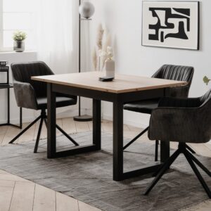 wohnli-moebel-suche-M24059392-1 Ausziehbarer Esstisch Dekor Eiche und Anthrazit L120-160 cm – DENVER 120x75x80cm Spanplatte Beige Calicosy Möbel Esszimmermöbel Esstische