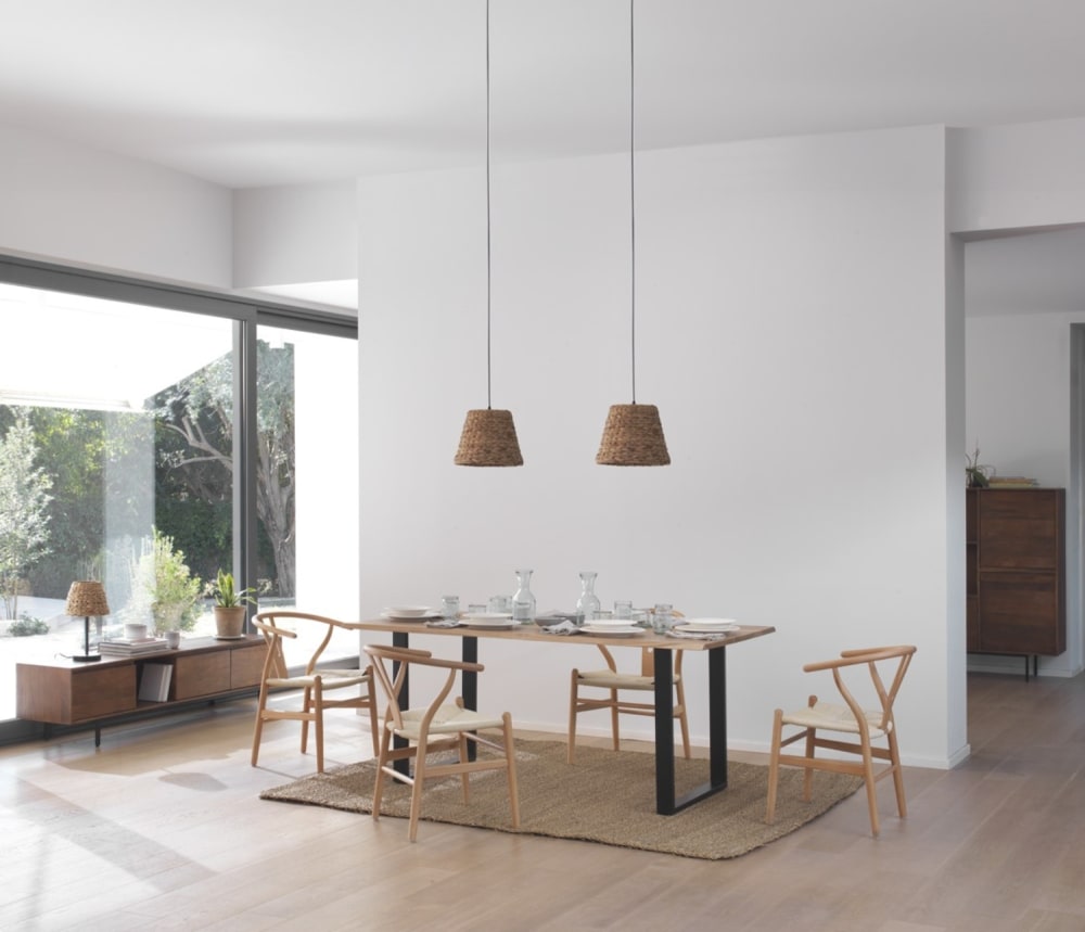 4er-Set Sessel aus Buchenholz mit geflochtener Sitzfläche 54x75x54cm Holz Braun GEESE HOME Möbel Esszimmermöbel Stühle