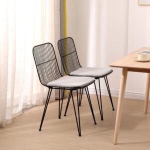 Esszimmerstühle (2er Set) aus Metall Grau 47x83x43cm Holz Grau Nordlys Möbel Esszimmermöbel Stühle