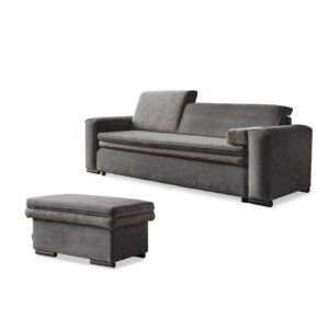 Wohnli Möbelsuche - 3-Sitzer Sofa mit Bettfunktion + Hocker - Easy-Clean