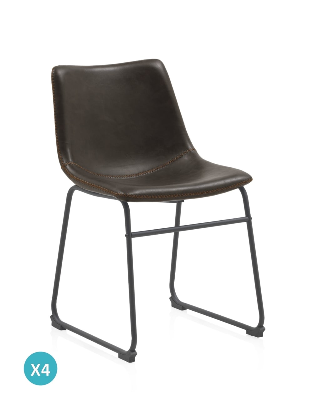 wohnli-moebel-suche-M24061928 Wohnli Möbelsuche - 4er Set braun gepolsterten Stühlen mit Metallbeine schwarz