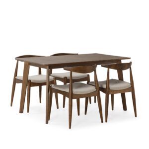 wohnli-moebel-suche-M24062359 Wohnli Möbelsuche - Packung mit Esstisch 140x80 cm und 4 Stühlen Walnussfarbe