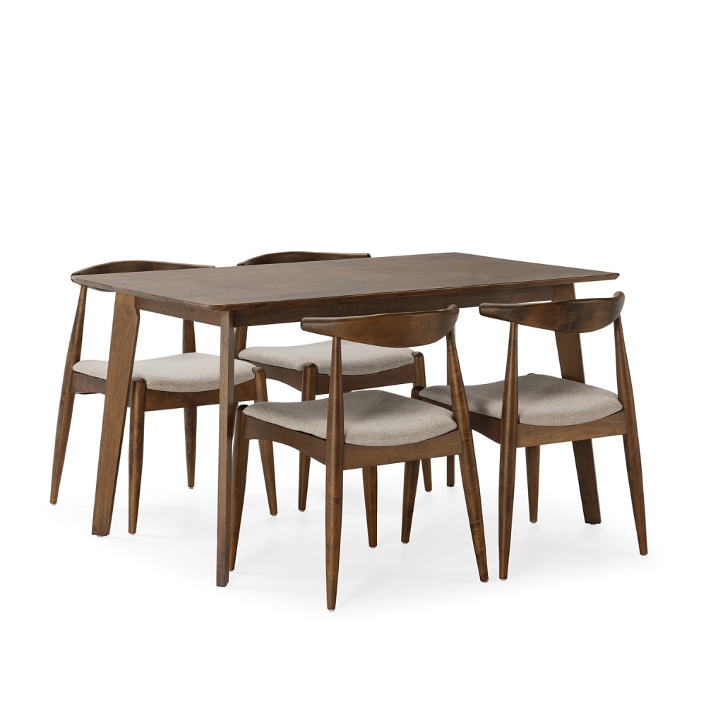 wohnli-moebel-suche-M24062359 Wohnli Möbelsuche - Packung mit Esstisch 140x80 cm und 4 Stühlen Walnussfarbe