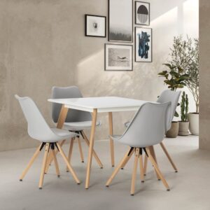 wohnli-moebel-suche-M24062397-1 Packung mit Esstisch 80x80 cm und 4 Stühlen Grau 80x74x80cm Spanplatte Grau HOMN Möbel Esszimmermöbel Tisch- und Stuhlset für den Außenbereich